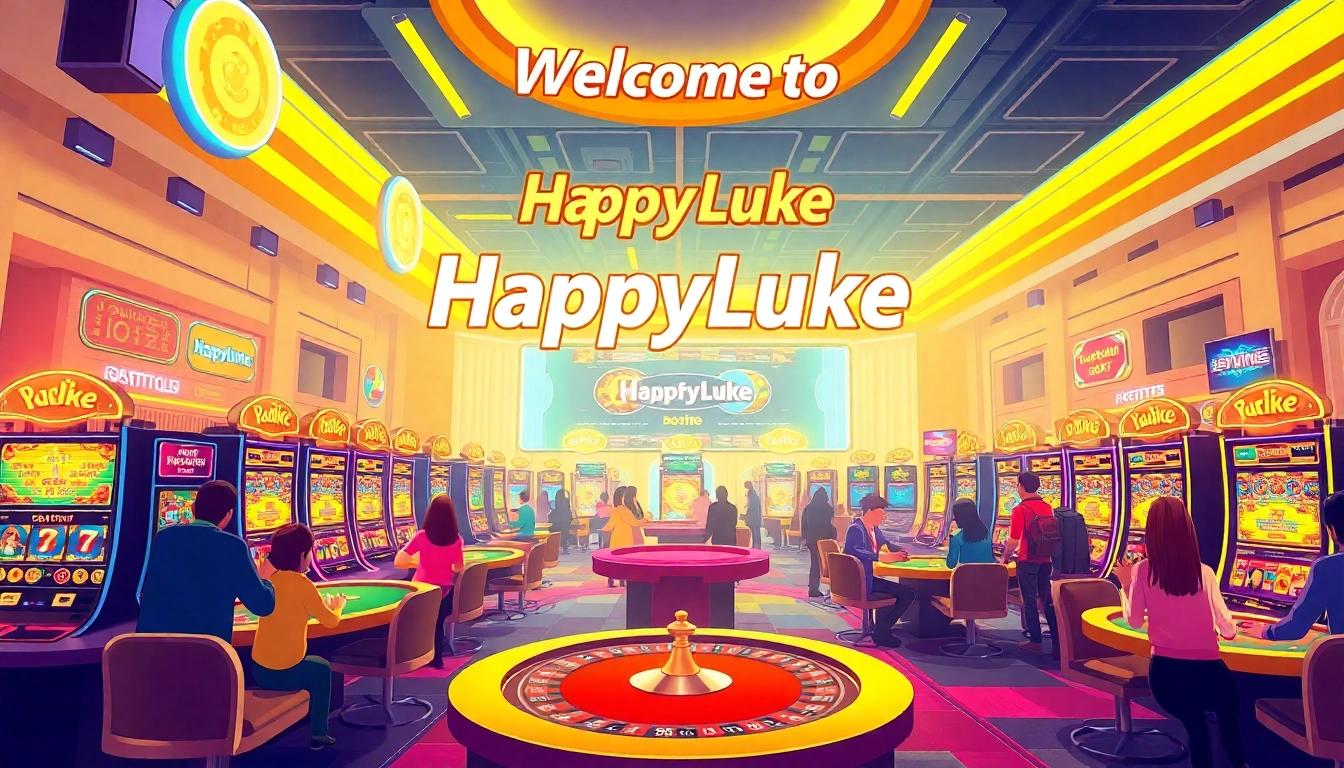 Experience exhilarating gaming at HappyLuke with vibrant casino lights.