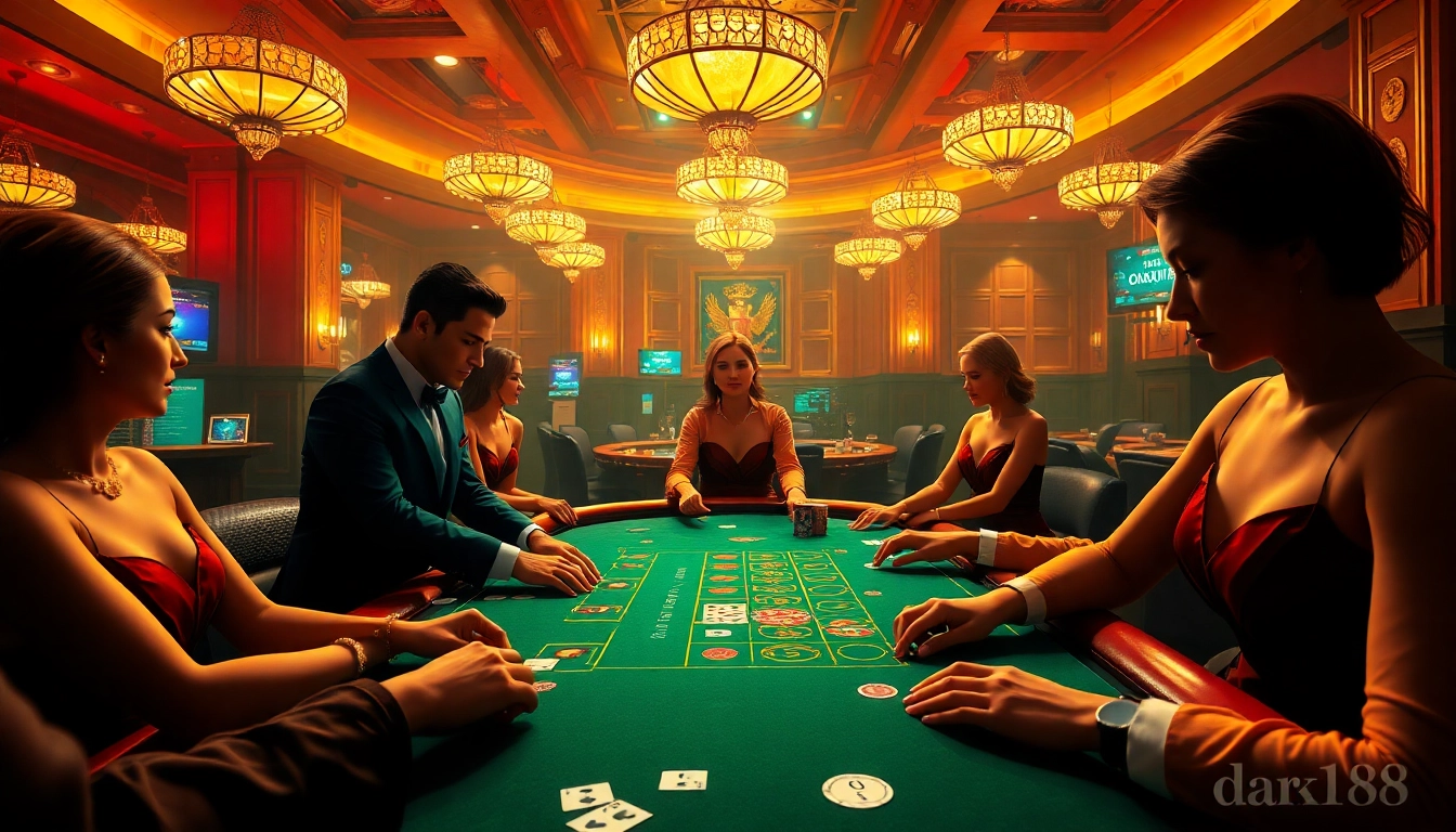 Experience the excitement of gaming at dark168 with engaging casino tables and lively players.