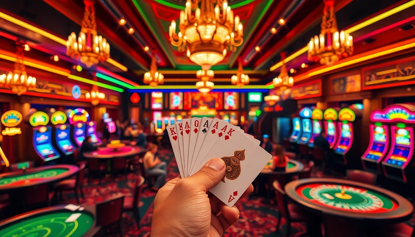 Experience the thrill of gambling at 123 B Casino with vibrant gaming tables and eager players.