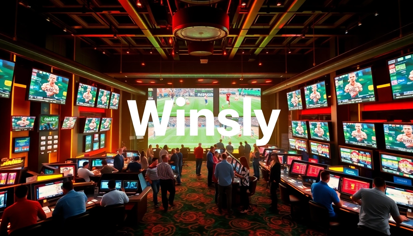Players enjoying the Winsly sports betting experience in a vibrant casino atmosphere.