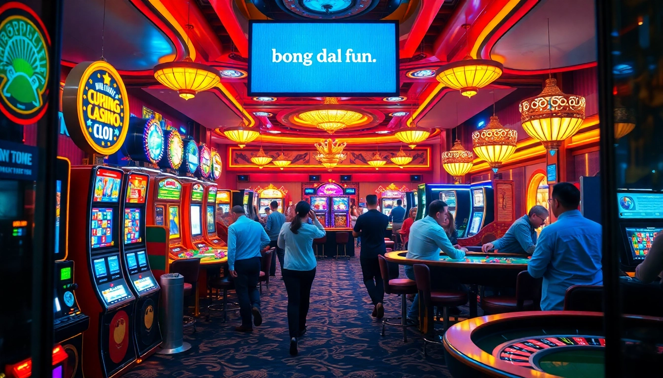 Experience bong da lu fun in an exciting casino atmosphere with engaged players at dynamic gambling tables.