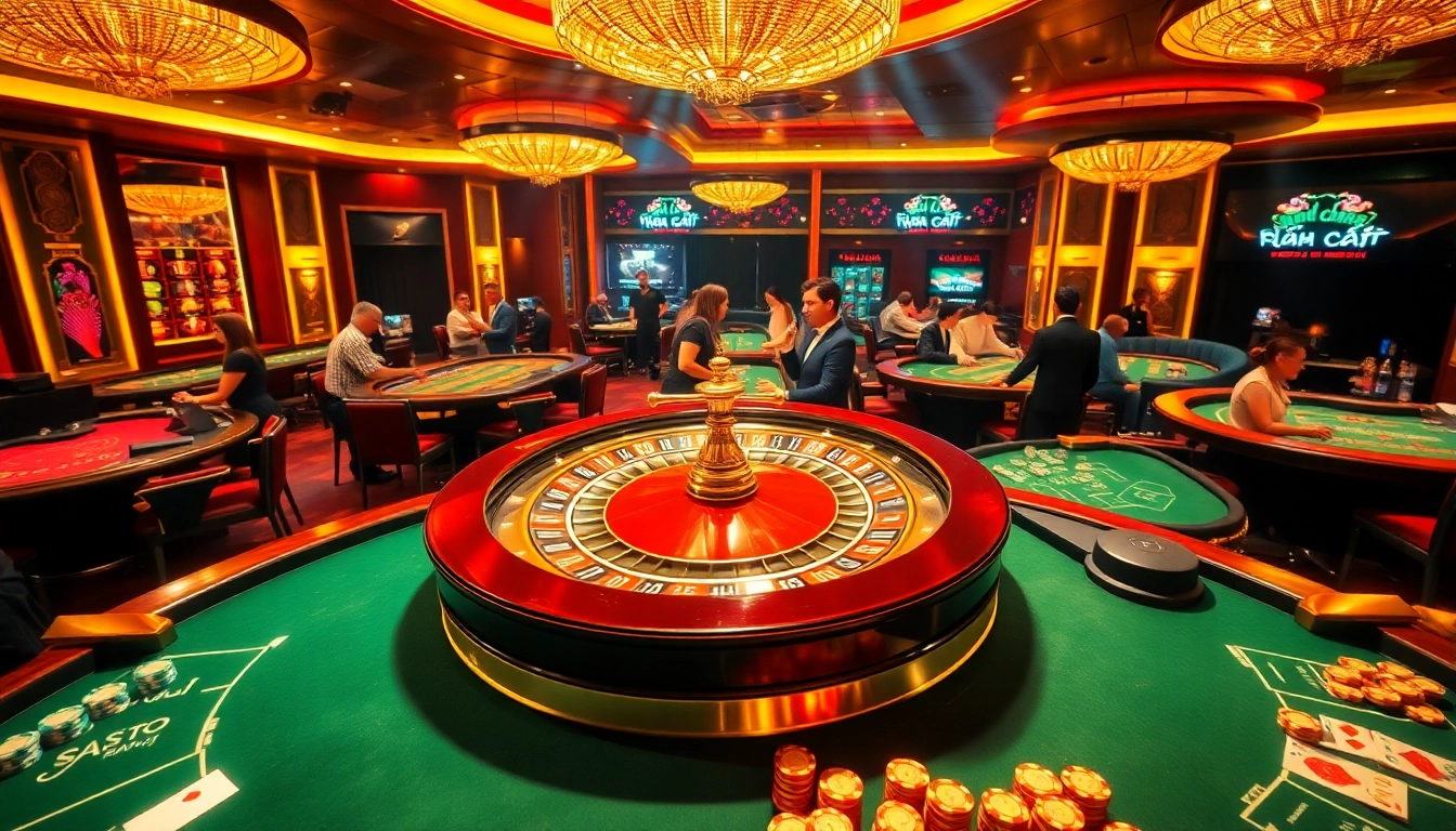 Experience the thrill of "nhà cái uy tín nhất" with players enjoying a vibrant roulette game in a top casino.