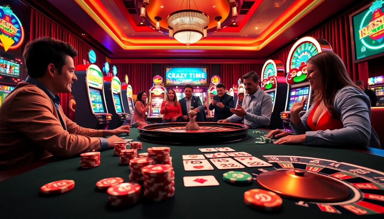 Experience the excitement of live crazy time with players at a vibrant casino table.