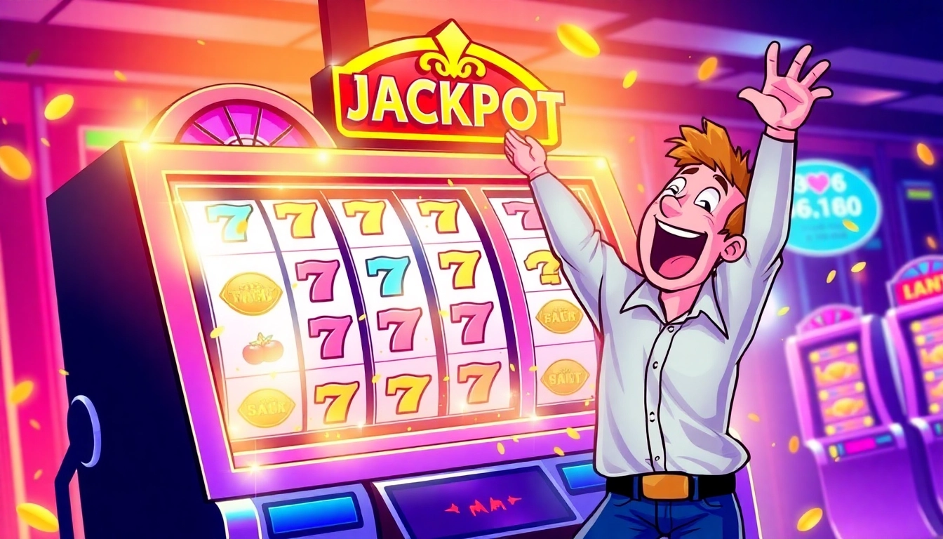 Celebrate big wins with slot gacor gampang menang at Jawara88 featuring vibrant slot machines and joyous players.